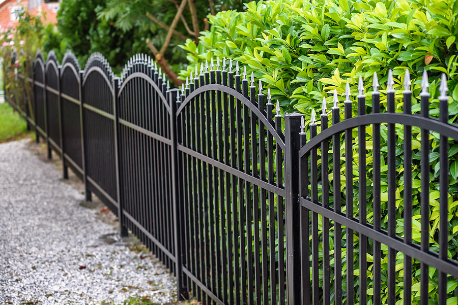 black aluminum arched shape fence